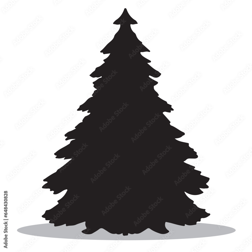 Spruce tree Silhouette, cute Spruce tree Vector Silhouette, Cute Spruce
