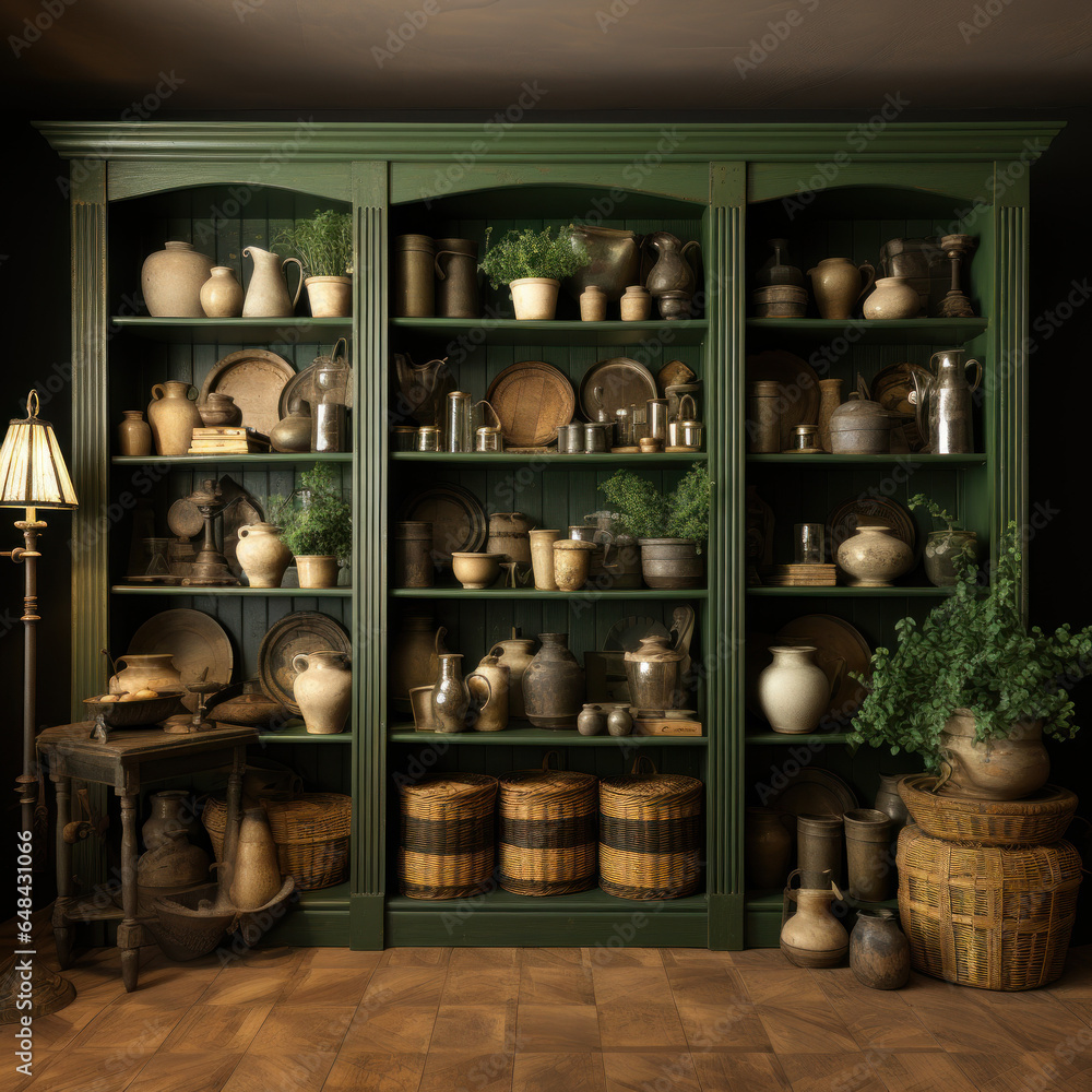 Rustic cupboard interior 3d render 4k
