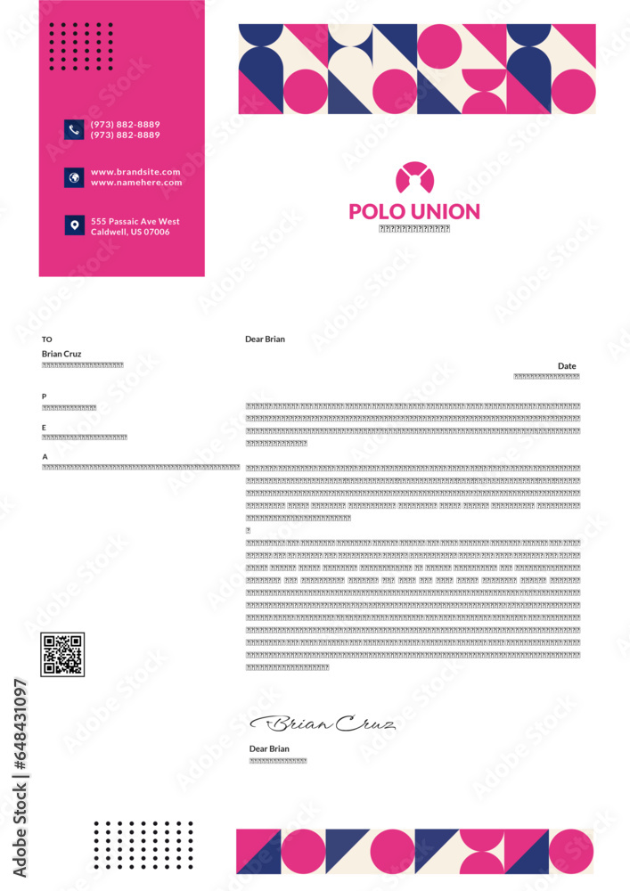 Fototapeta premium Pink Geometric Letterhead