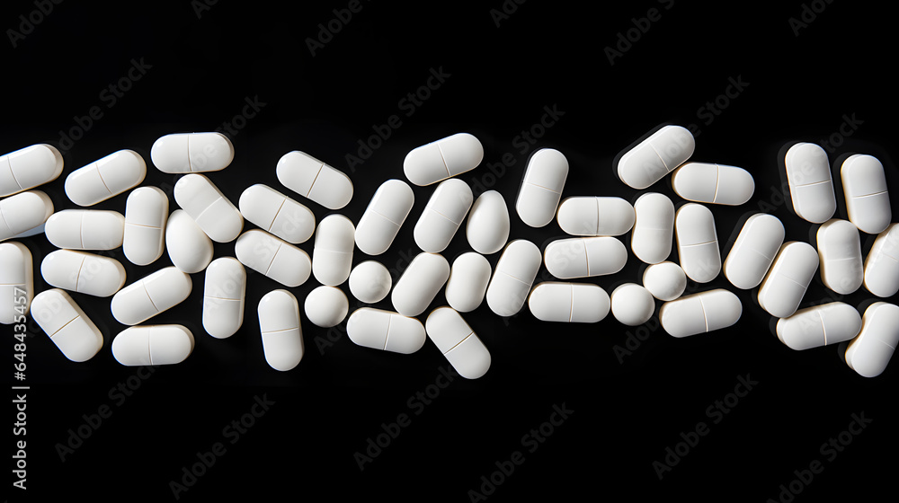 White tablets with pills strip