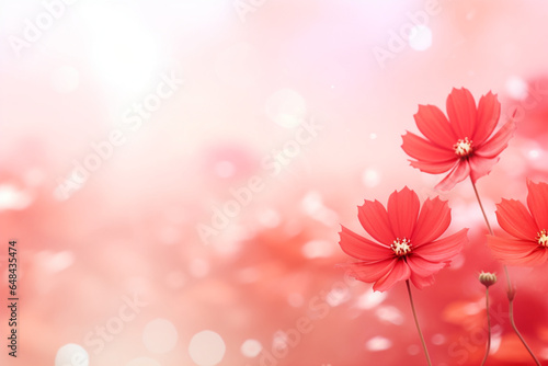 Abstract background : summer colorful tones dreamy beautiful red flower color gradation with pollen blurred background