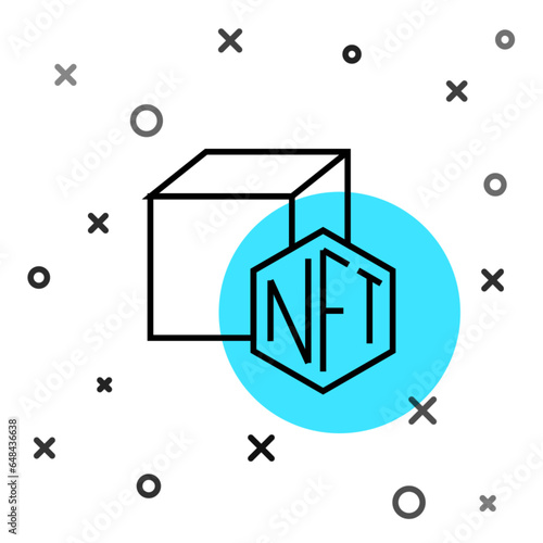 Black line NFT Digital crypto art icon isolated on white background. Non fungible token. Random dynamic shapes. Vector