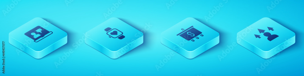 Set Isometric Online education, Smart watch, Front end development and Target with dollar icon. Vector Set Isometric Online education, Smart watch, Front end development and Target with dollar icon. Vector