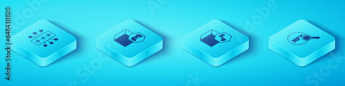 Set Isometric Cyber security, NFT Digital crypto art, Search and icon. Vector