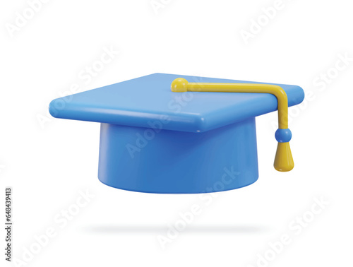 graduation hat icon 3d rendering