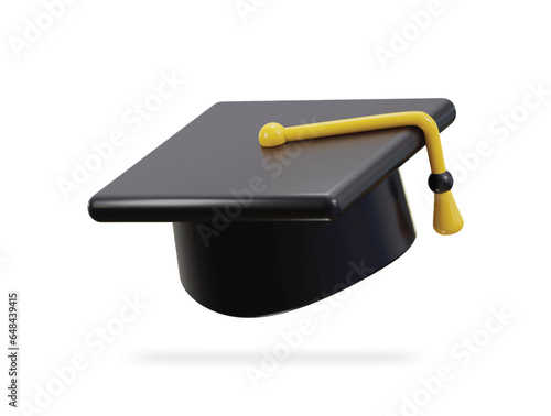 graduation hat icon 3d rendering