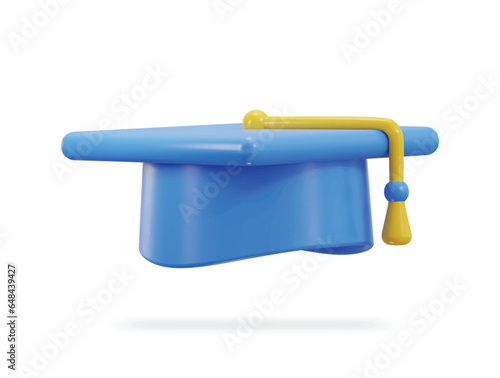 graduation hat icon 3d rendering