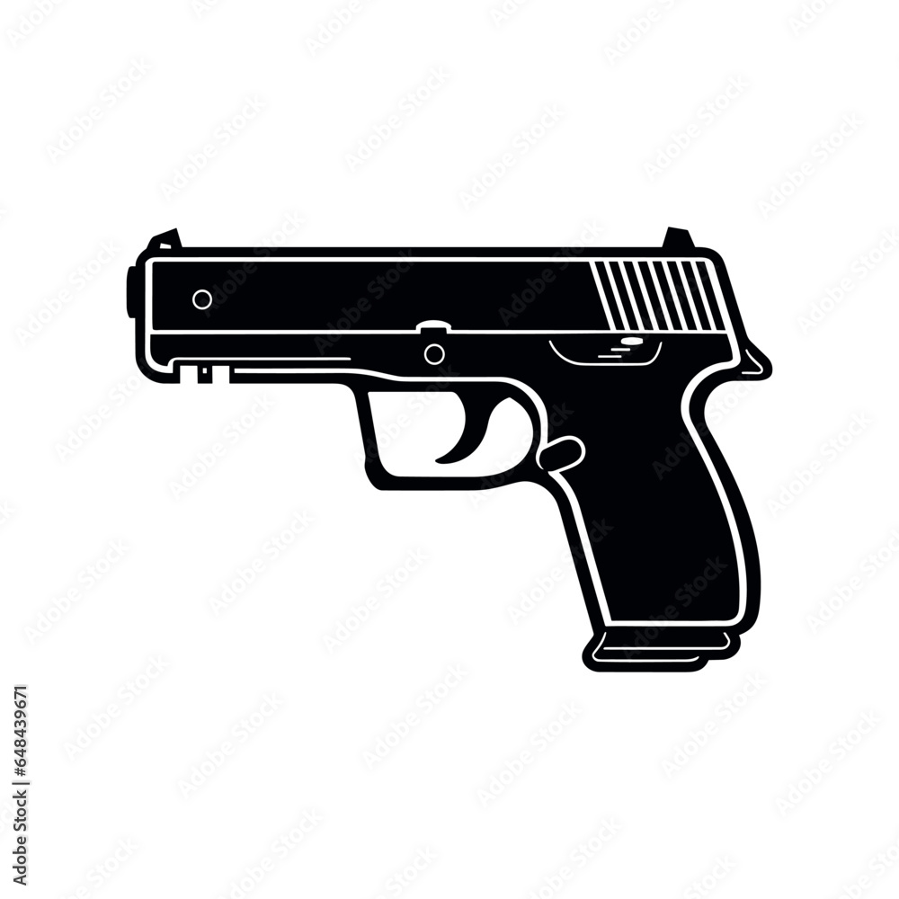  A Gun Black color silhouette vector.