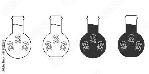 Flask with skulls inside icon. Poison vector ilustration.