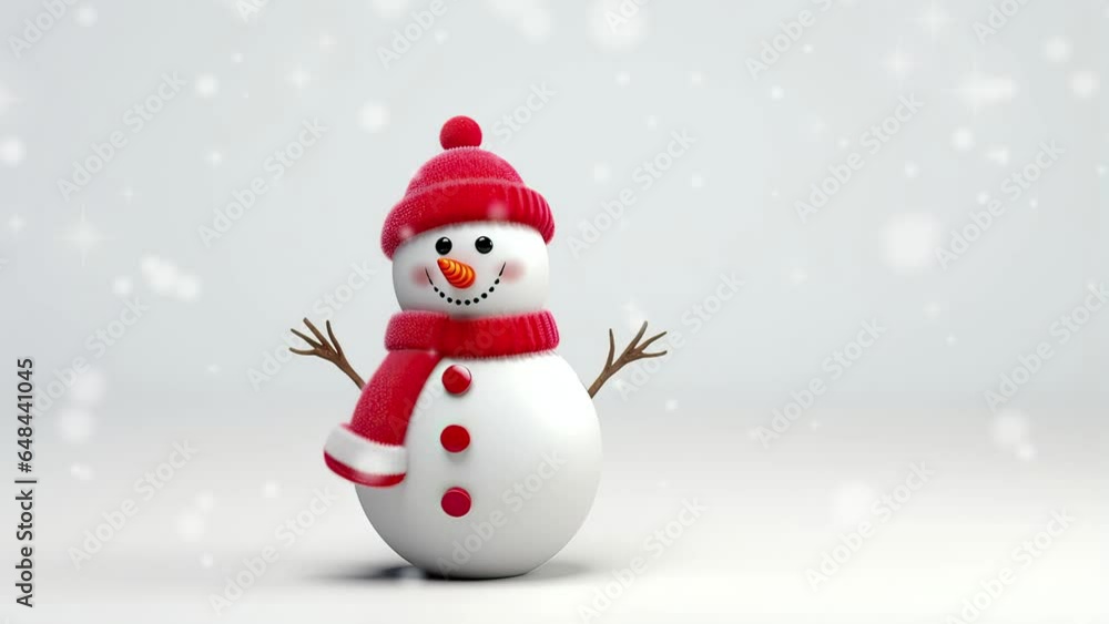 snowman with hat and scarf in snowfall video background snowman with hat and scarf in snowfall video background