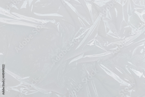 White plastic wrinkled or polyethylene bag texture, macro, white background