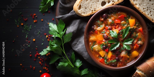 Close up of stew with fresh vegetables