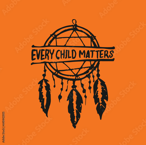 Every Child Matters. National Day for Truth and Reconciliation. Orange T-Shirt Day. 30th September. Vector Illustration.