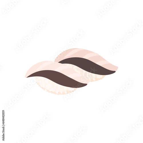 さわらの握り寿司。フラットなベクターイラスト。
Spanish mackerel nigiri. Flat designed vector illustration.