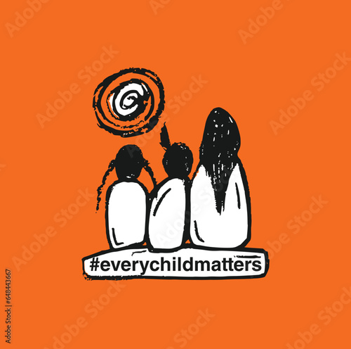 Every Child Matters. National Day for Truth and Reconciliation. Orange T-Shirt Day. 30th September. Vector Illustration.