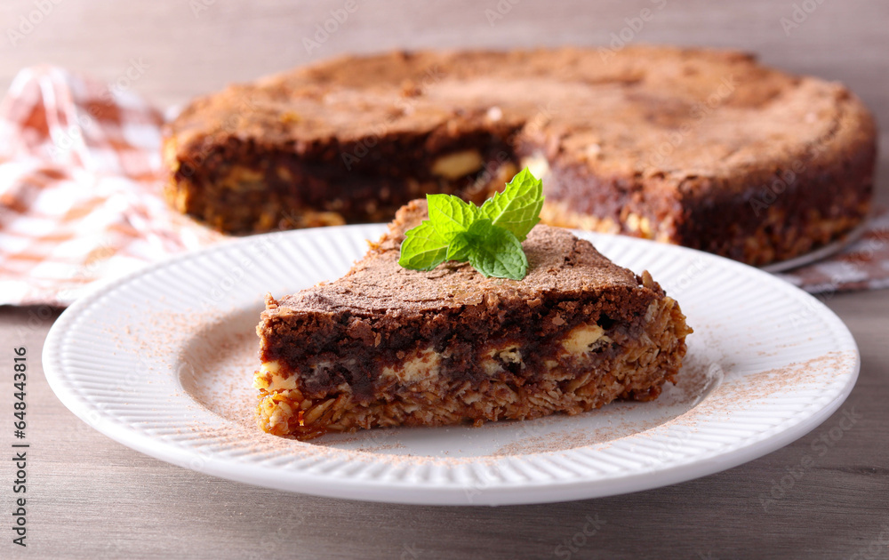 Chocolate tart with oat base Chocolate tart with oat base