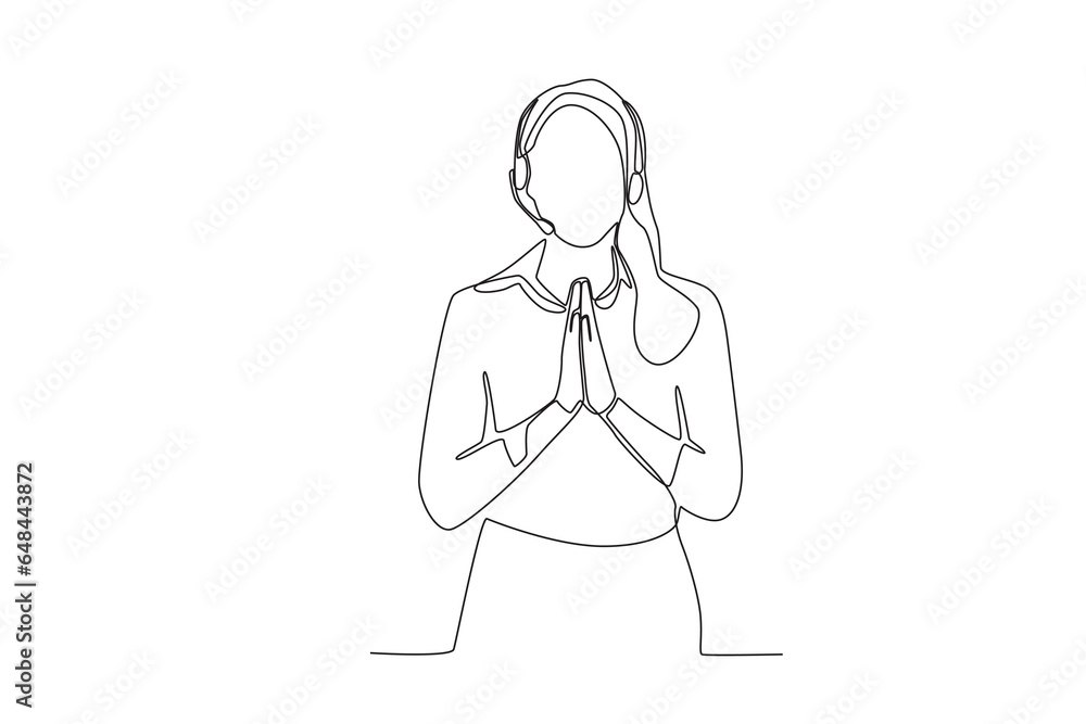 One continuous line drawing group of female customer service is welcoming customers who come
One continuous line drawing group of female customer service is welcoming customers who come