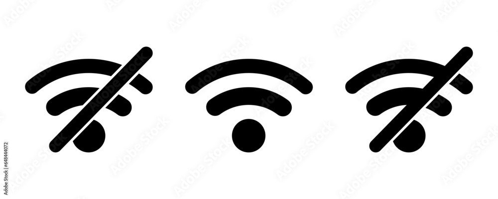 Vector online and offline wifi icon. Connect and disconnected wireless network pictogram isolated on white background. - obrazy, fototapety, plakaty 