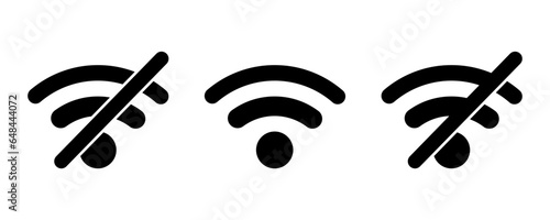 Vector online and offline wifi icon. Connect and disconnected wireless network pictogram isolated on white background.