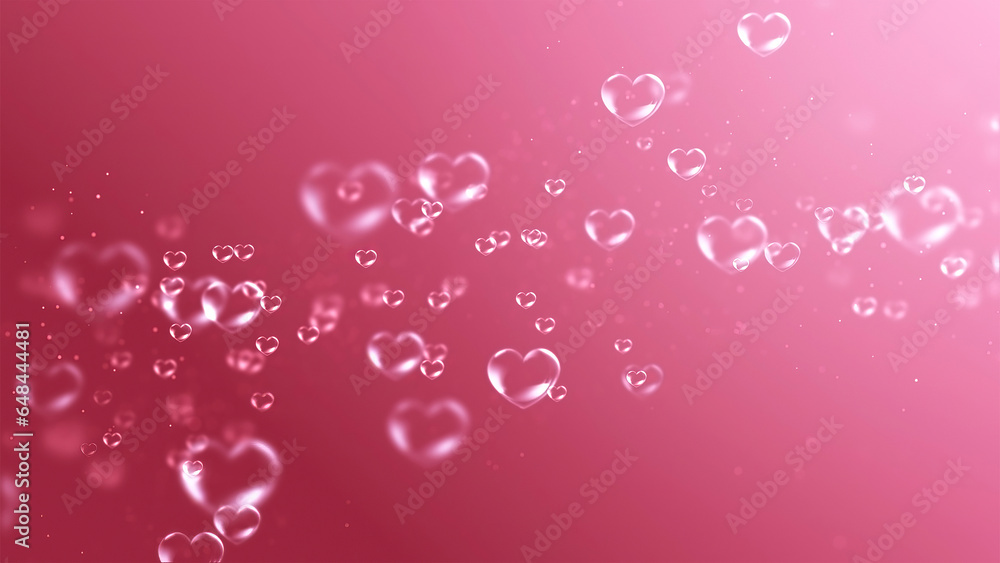 Beautiful soft floating clear heart bubble background