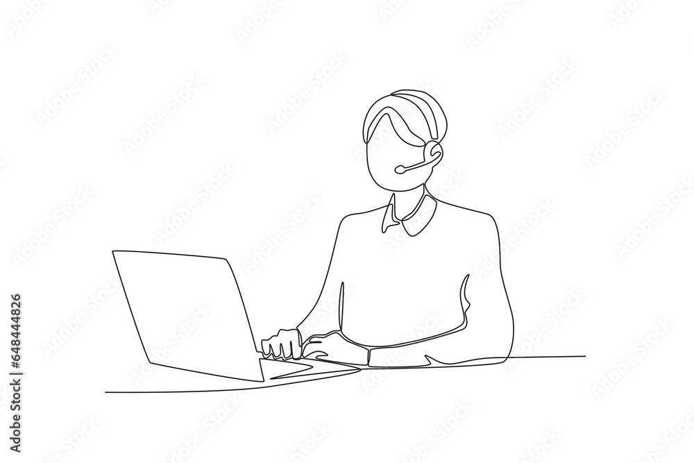 One continuous line drawing group of Male customer service is contacting a customer with problematic data
One continuous line drawing group of Male customer service is contacting a customer with problematic data