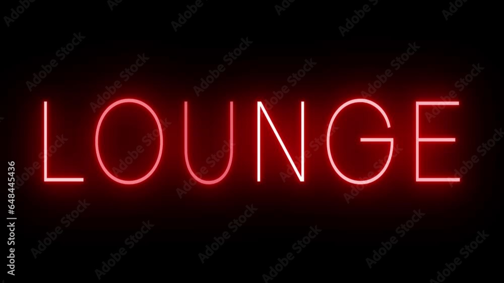 Flickering red retro style neon sign glowing against a black background Flickering red retro style neon sign glowing against a black background