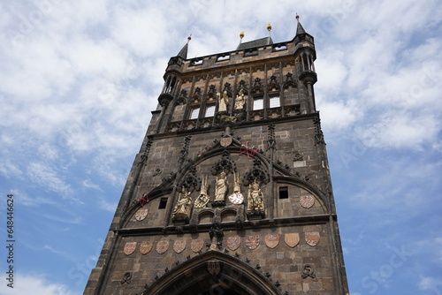 Close up of old town bridge tower, Gothic architecture, Charles bridge in Prague, Czech republic