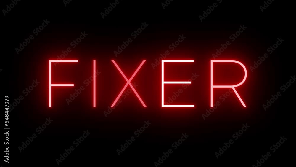 Flickering red retro style neon sign glowing against a black background Flickering red retro style neon sign glowing against a black background