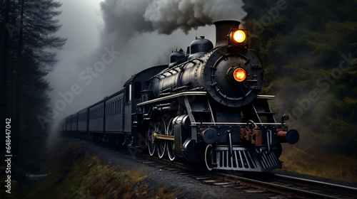 Vintage black steam train