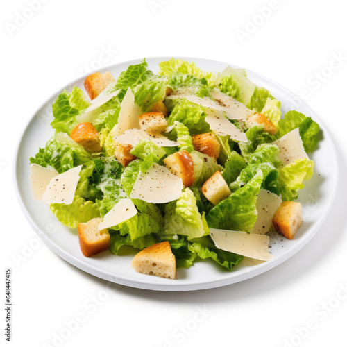 salad with chicken and vegetables isolated on white background