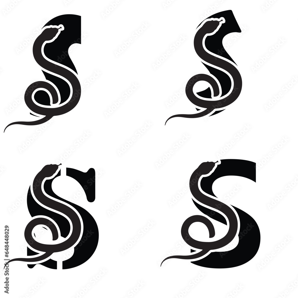 Obraz premium Letter S initial Logo | Set Of snakes | Number And snake Logo
