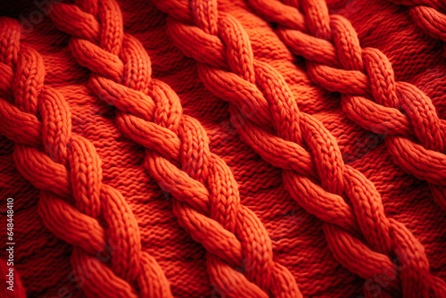 Background of a knitted pattern with orange thread pigtails