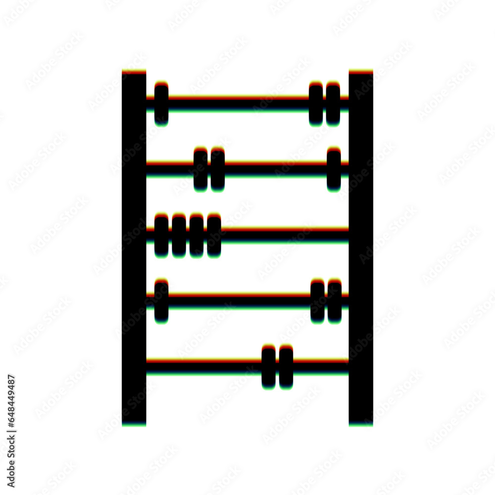 Retro abacus sign. Black Icon with vertical effect of color edge aberration at white background. Illustration. Retro abacus sign. Black Icon with vertical effect of color edge aberration at white background. Illustration.