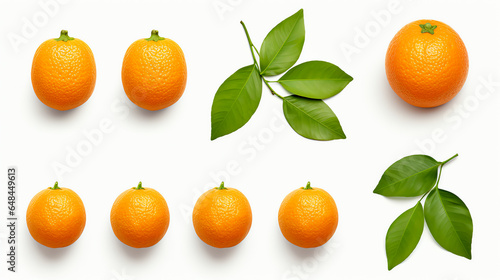 Frische Mandarinen mit einzelnen Blättern isoliert auf weißem Hintergrund with generative KI