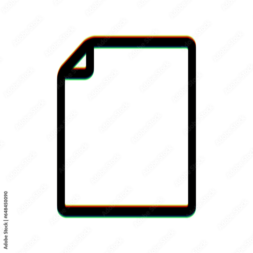 Vertical document sign illustration. Black Icon with vertical effect of color edge aberration at white background. Illustration. Vertical document sign illustration. Black Icon with vertical effect of color edge aberration at white background. Illustration.