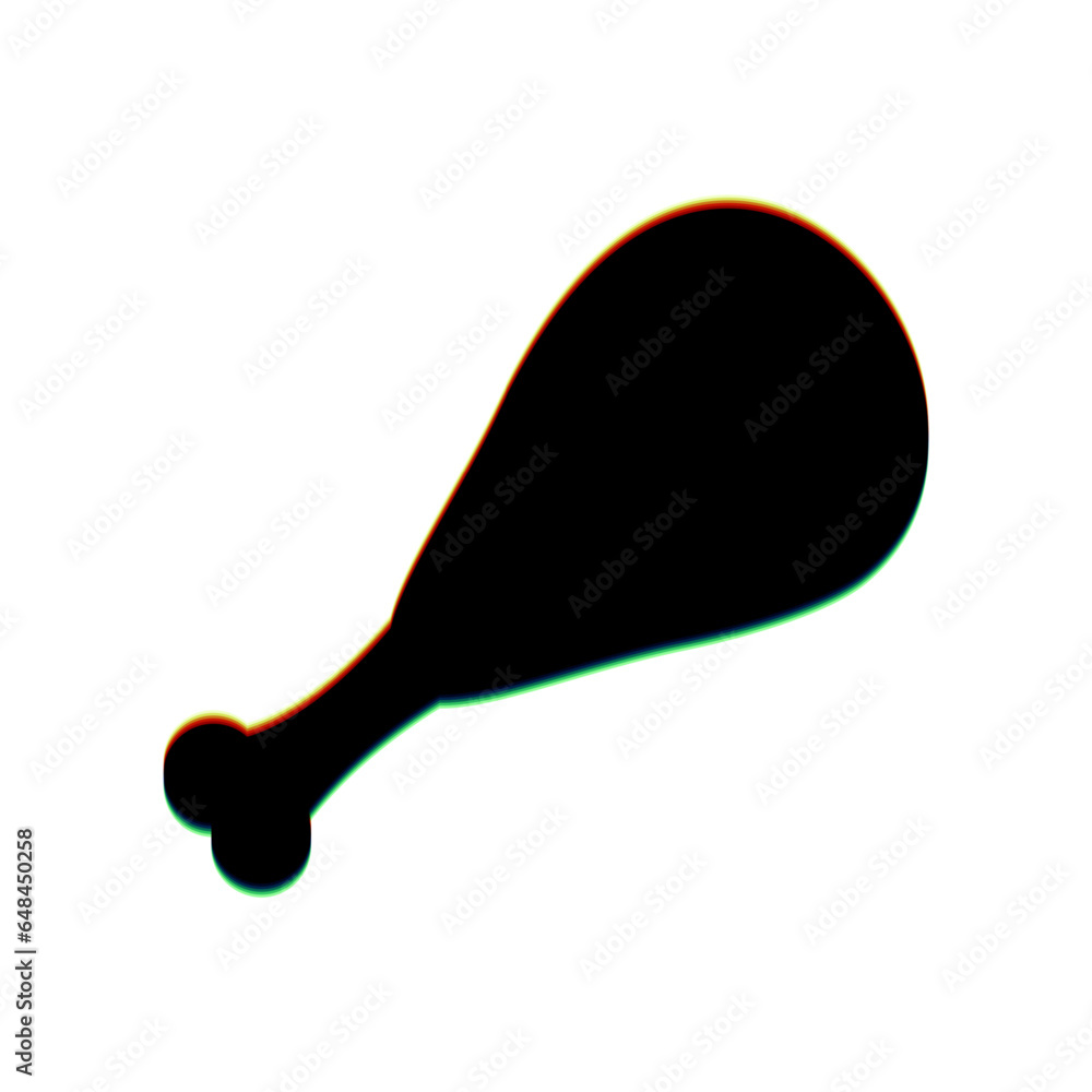 Chicken leg sign. Black Icon with vertical effect of color edge aberration at white background. Illustration. Chicken leg sign. Black Icon with vertical effect of color edge aberration at white background. Illustration.