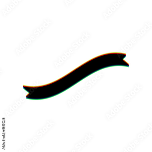 Banner ribbon sign. Black Icon with vertical effect of color edge aberration at white background. Illustration.