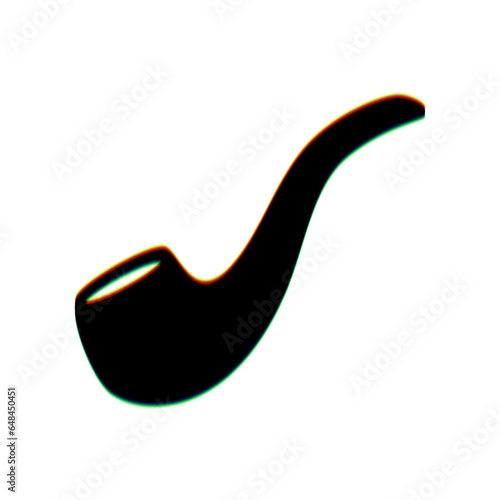 Smoke pipe sign. Black Icon with vertical effect of color edge aberration at white background. Illustration.