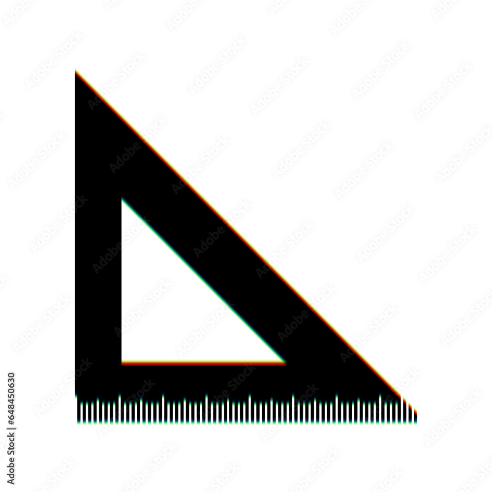 Ruler sign illustration. Black Icon with vertical effect of color edge aberration at white background. Illustration. Ruler sign illustration. Black Icon with vertical effect of color edge aberration at white background. Illustration.