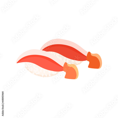 ずわい蟹の握り寿司。フラットなベクターイラスト。
Snow crab nigiri. Flat designed vector illustration.