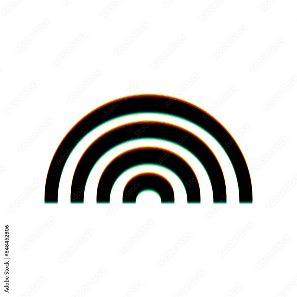 Rainbow sign. Black Icon with vertical effect of color edge aberration at white background. Illustration. Rainbow sign. Black Icon with vertical effect of color edge aberration at white background. Illustration.