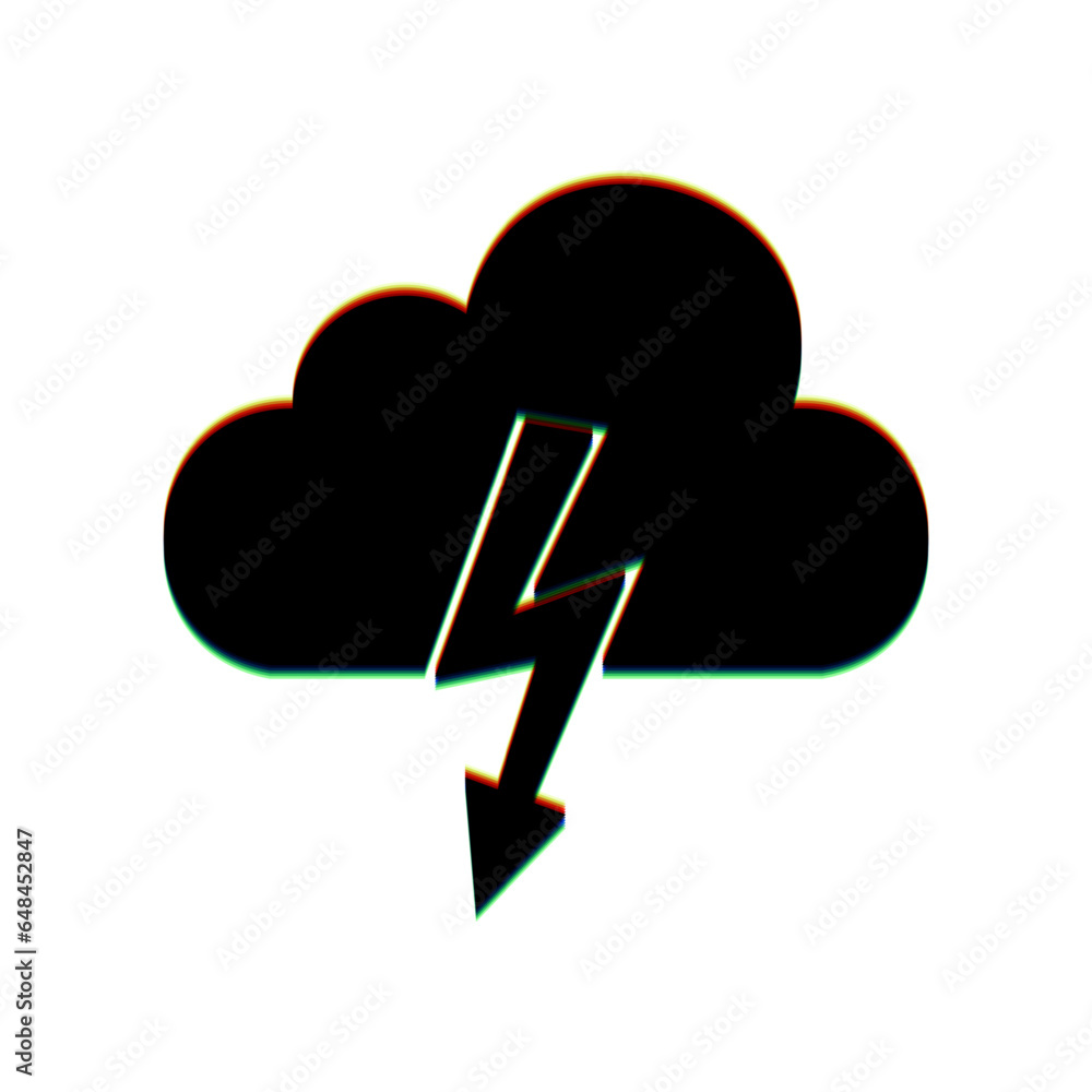 Storm icon. Black Icon with vertical effect of color edge aberration at white background. Illustration. Storm icon. Black Icon with vertical effect of color edge aberration at white background. Illustration.