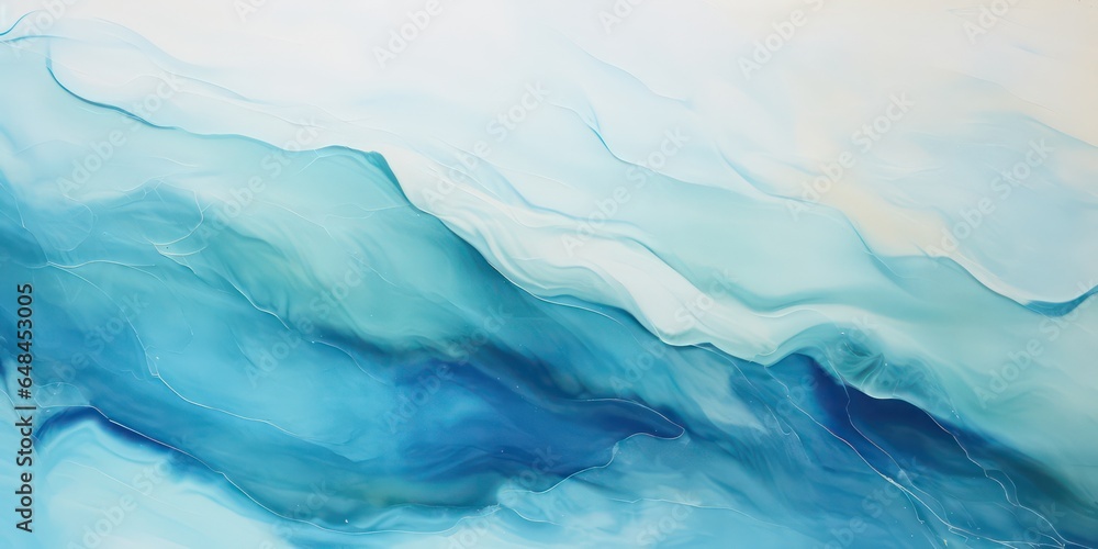 Abstract water ocean wave, blue, aqua, teal texture. Blue and white water wave horizontal banner, a series of abstract brushstrokes in various shades of blue