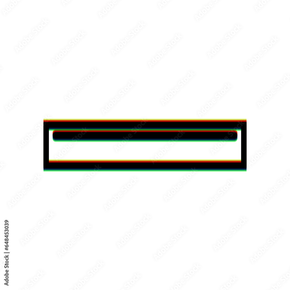 Usb port sign. Black Icon with vertical effect of color edge aberration at white background. Illustration. Usb port sign. Black Icon with vertical effect of color edge aberration at white background. Illustration.