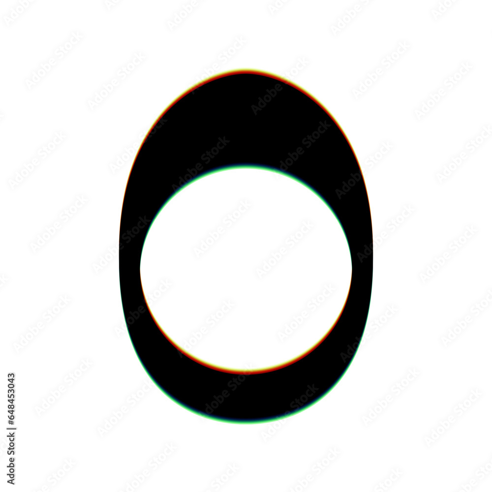 Egg with yolk. Black Icon with vertical effect of color edge aberration at white background. Illustration. Egg with yolk. Black Icon with vertical effect of color edge aberration at white background. Illustration.