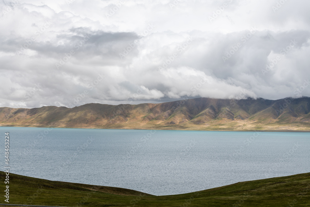 The beautiful blue Siling Co in Nagqu city Tibet Autonomous Region,  China.