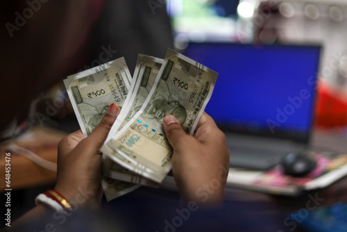 online work at home income money, 500 indian note