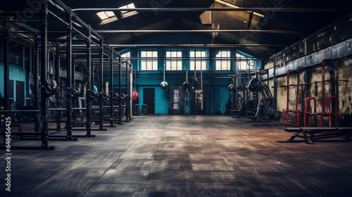 Empty gym with crossfit equipment