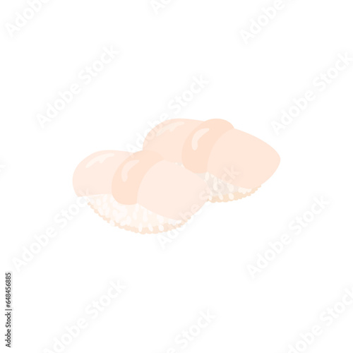 ほたての握り寿司。フラットなベクターイラスト。 Scallop nigiri. Flat designed vector illustration.