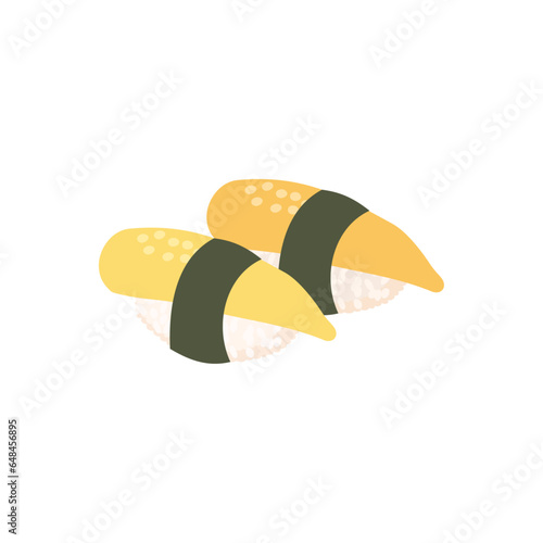 数の子の握り寿司。フラットなベクターイラスト。
Herring roe nigiri. Flat designed vector illustration.